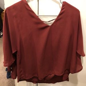 Dark Red Flowy Blouse